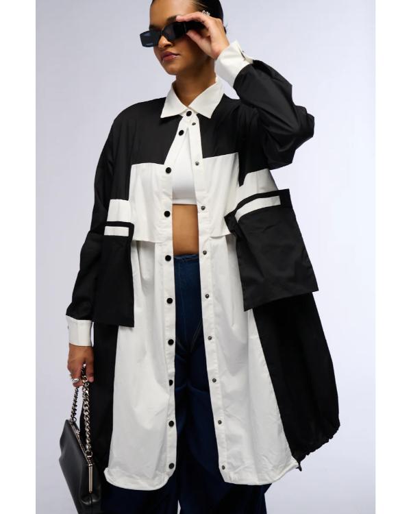 And Just Like That S03 Bonnie Milligan Colorblock Shirt Dress Superstar Jacket
