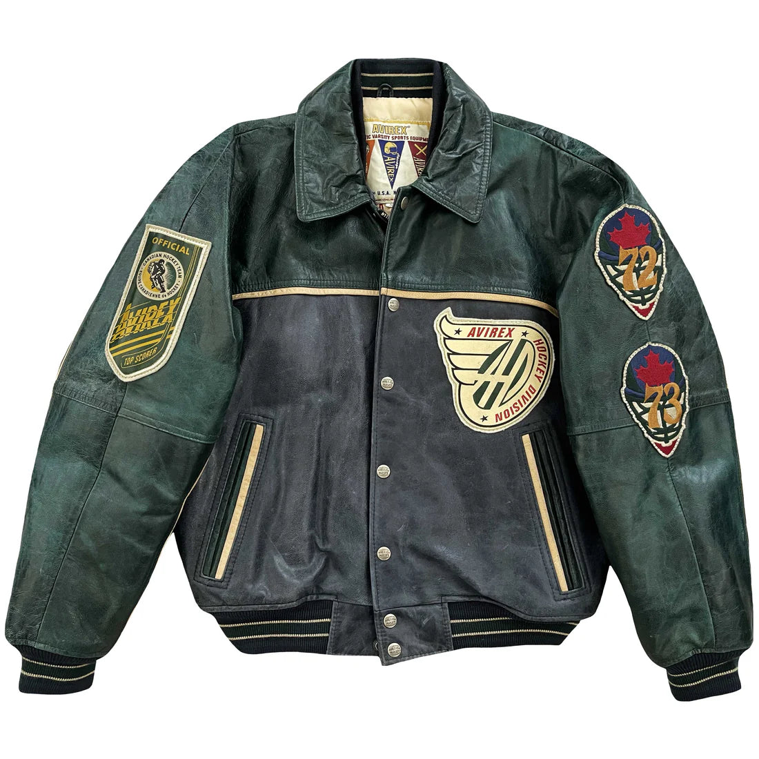 Avirex Canadian Hockey Leather Varsity Jacket Superstar Jacket