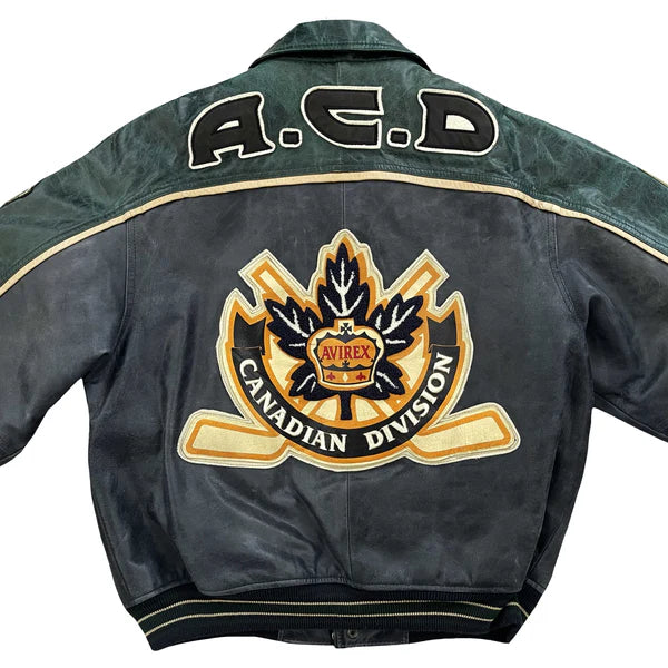 Avirex Canadian Hockey Leather Varsity Jacket Superstar Jacket