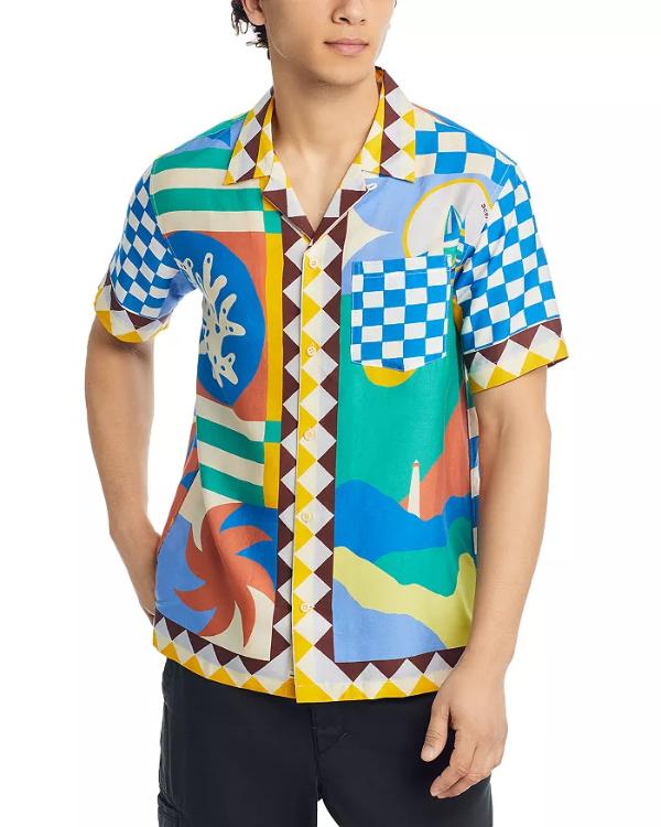 Bachelor In Paradise S10 Justin Glaze Printed Camp Shirt