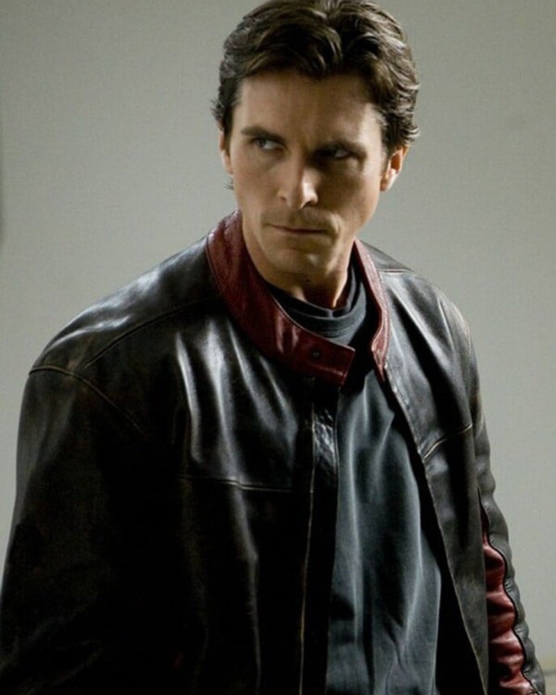 Batman Dark Knight Christian Bale Leather Biker Jacket Black Super Star Jacket