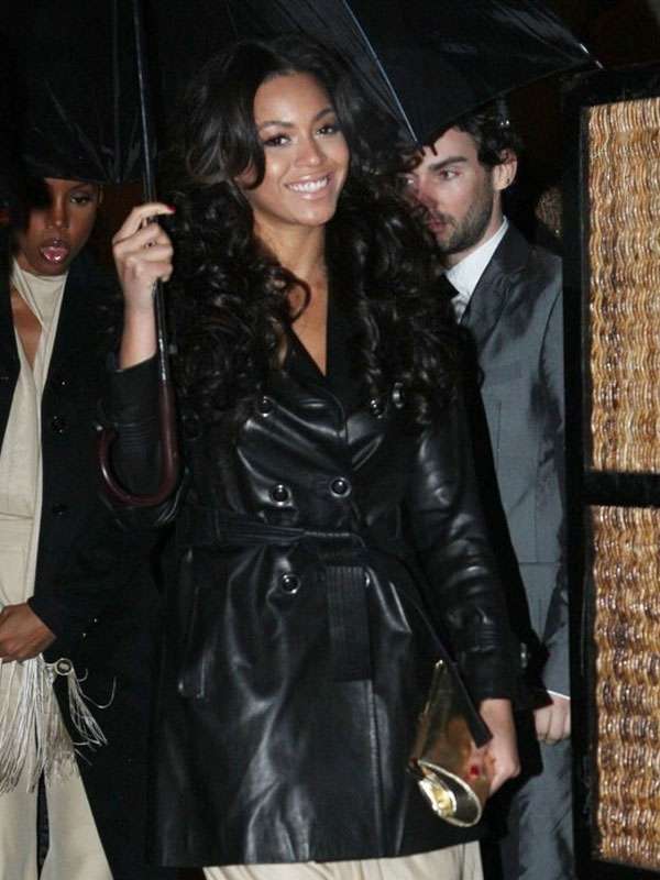 Beyonce Black Leather Coat Superstar Jacket