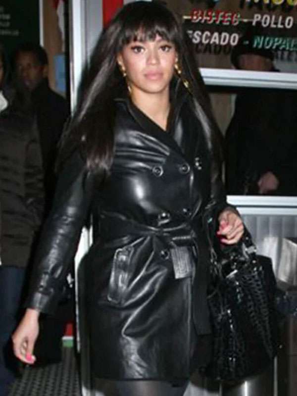 Beyonce Black Leather Coat Superstar Jacket