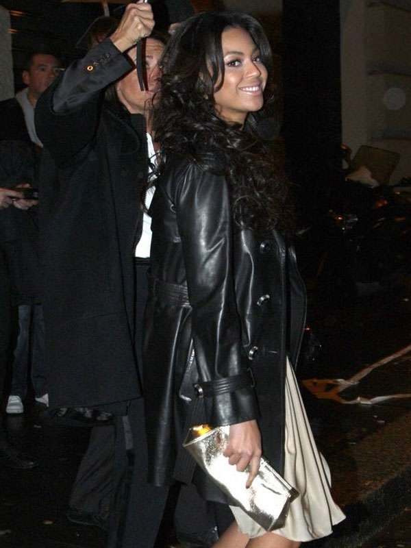 Beyonce Black Leather Coat Superstar Jacket