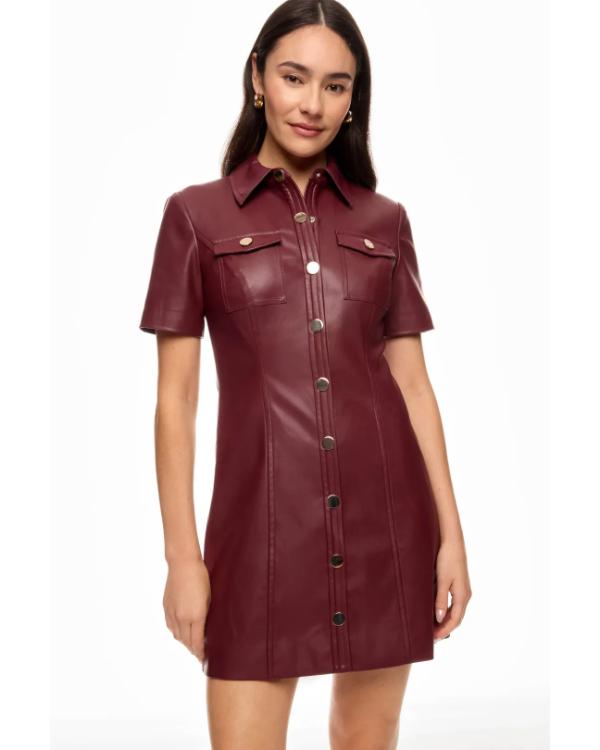 CBS Mornings 2025 Adriana Diaz Burgundy Leather Dress