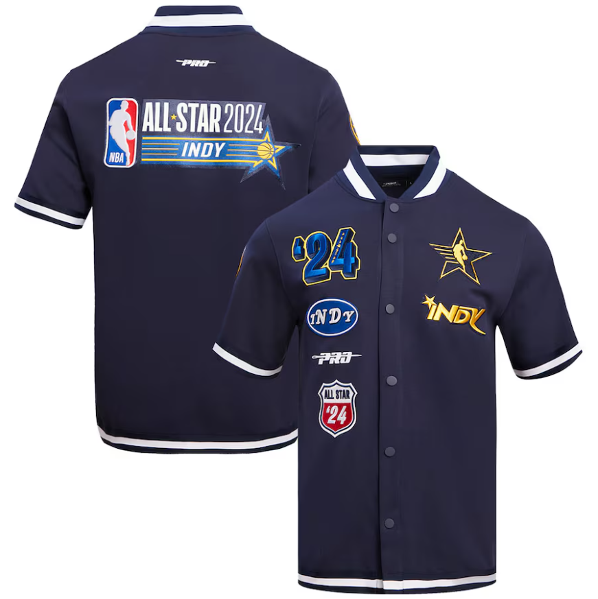 Unisex Pro Standard Navy 2024 NBA All-Star Game Warm-Up Short Sleeve Full-Snap Jacket Super Star Jacket