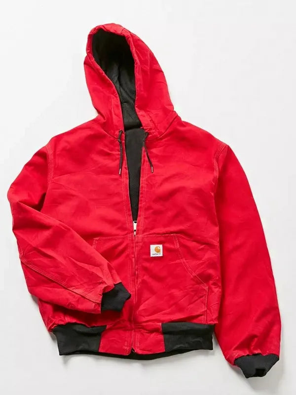 Vintage Carhartt Red Hooded Bomber Jacket Super Star Jacket