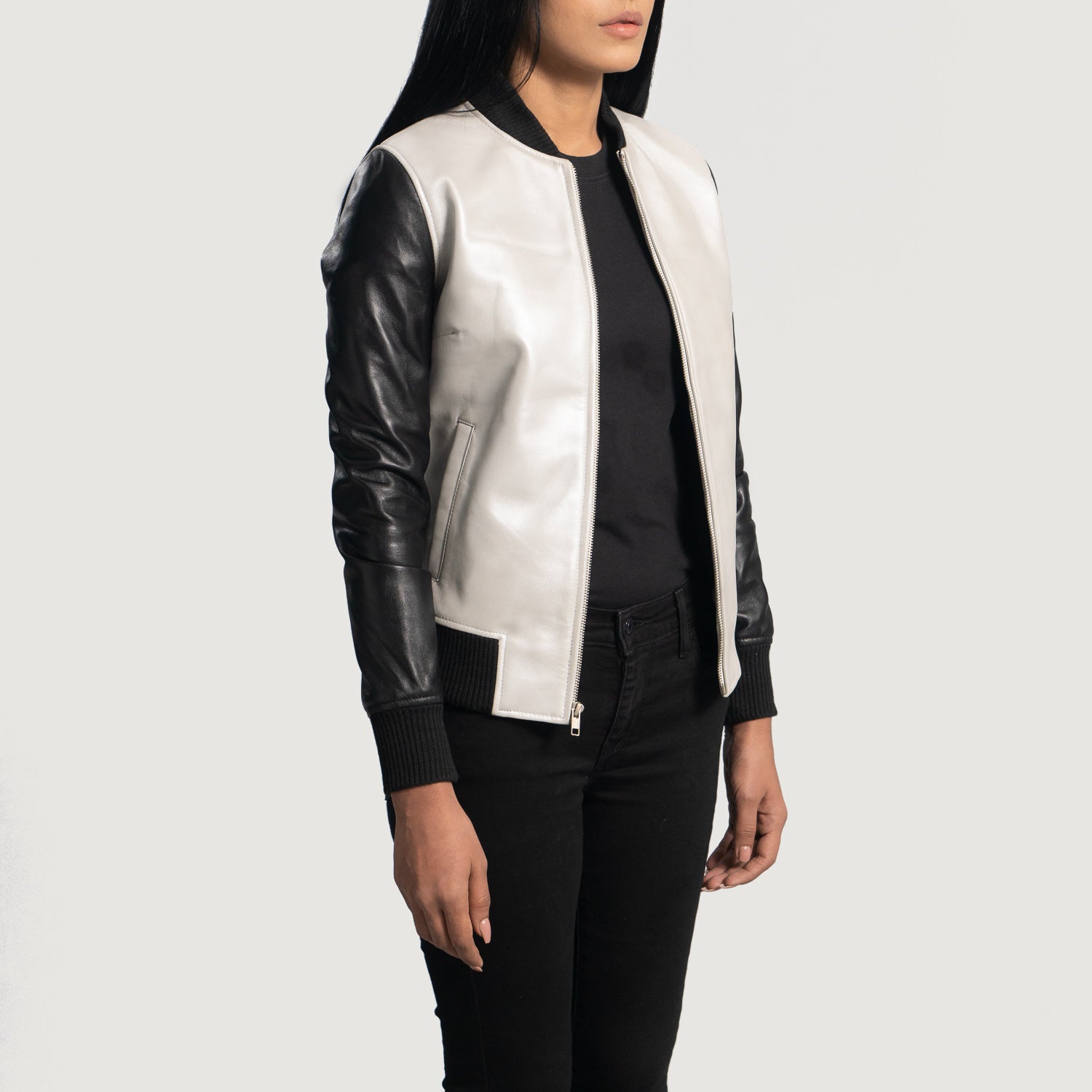 Cole Silver Leather Bomber Jacket Super Star Jacket