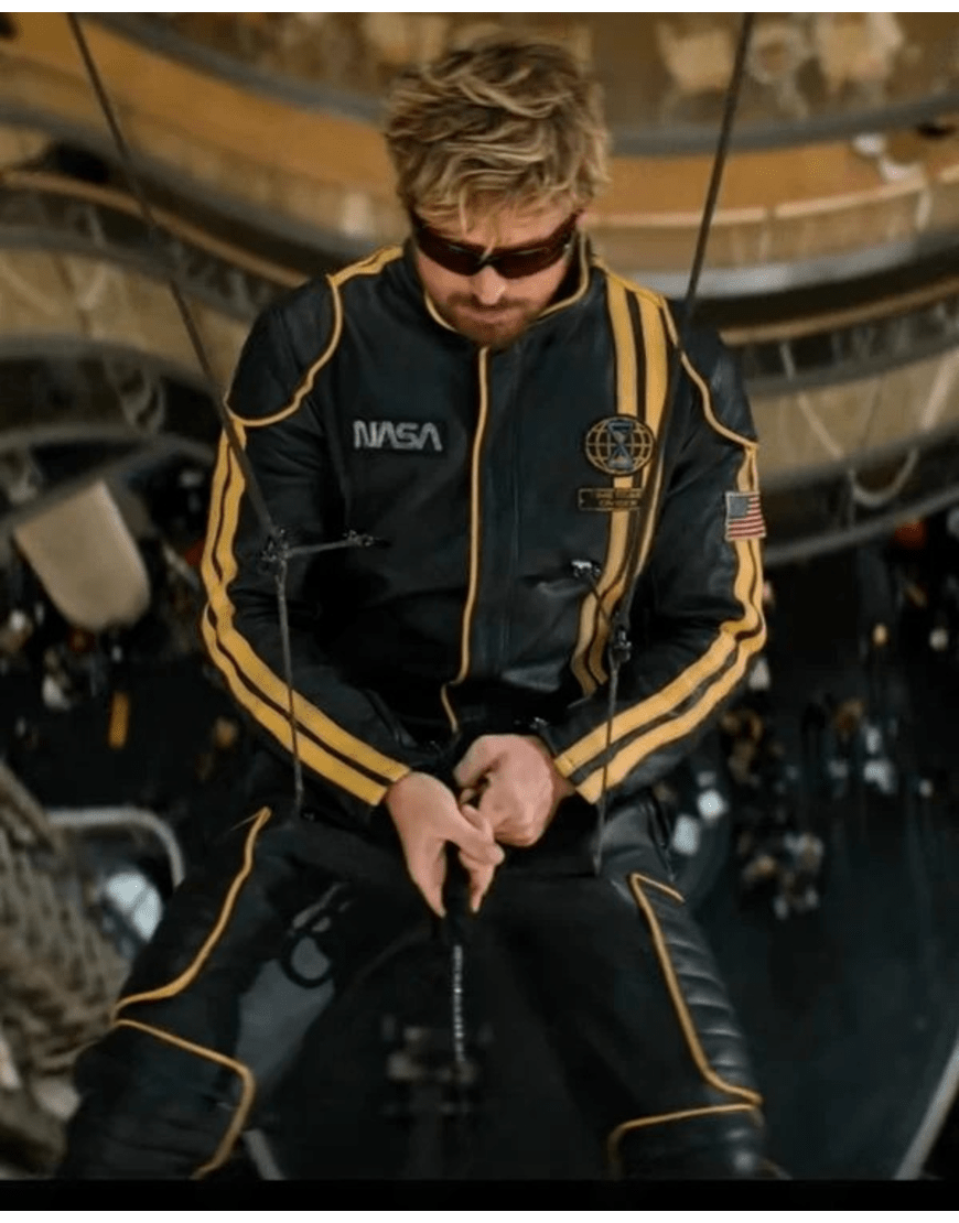 The Fall Guy 2024 Ryan Gosling NASA Leather Tracksuit Super Star Jacket