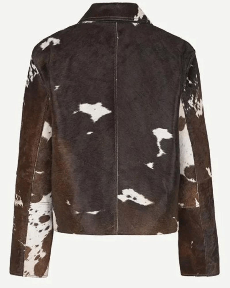 Cowhide Classic Brown And White Leather Jacket Super Star Jacket