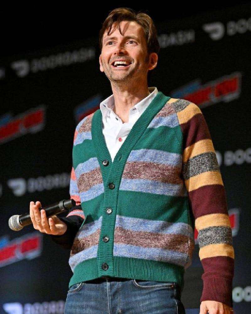 David Tennant New York Comic Con 2023 Cardigan Super Star Jacket