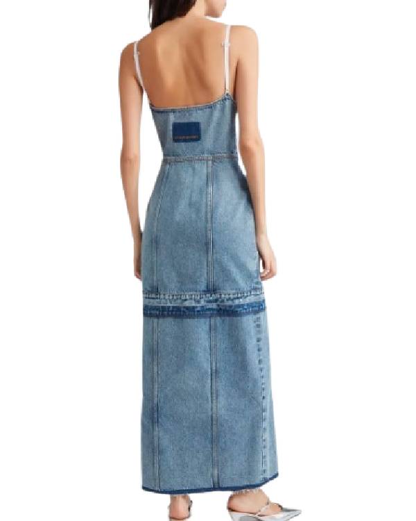 E! News Hannah Waddingham Denim Trim Dress Superstar Jacket