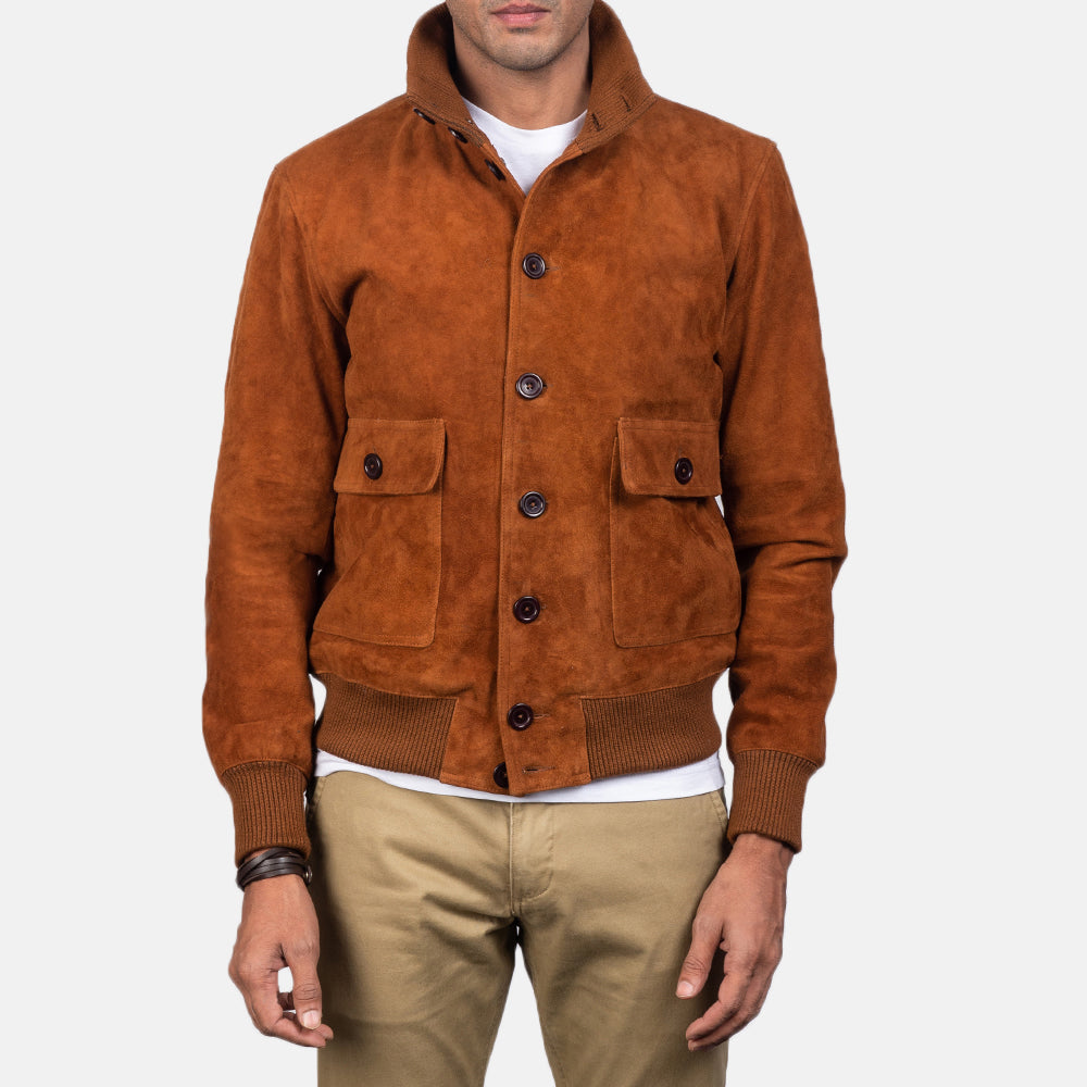 Eaton Brown Suede Bomber Jacket Super Star Jacket
