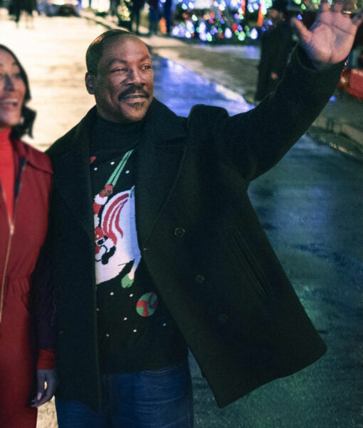 Eddie Murphy Candy Cane Lane Black Peacoat Super Star Jacket