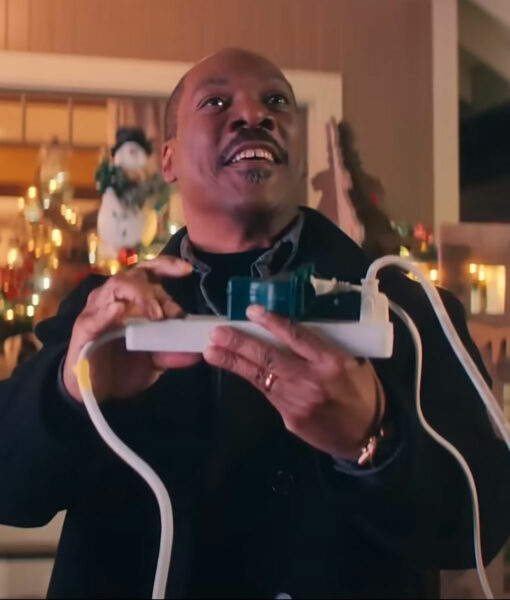 Eddie Murphy Candy Cane Lane Black Peacoat Super Star Jacket