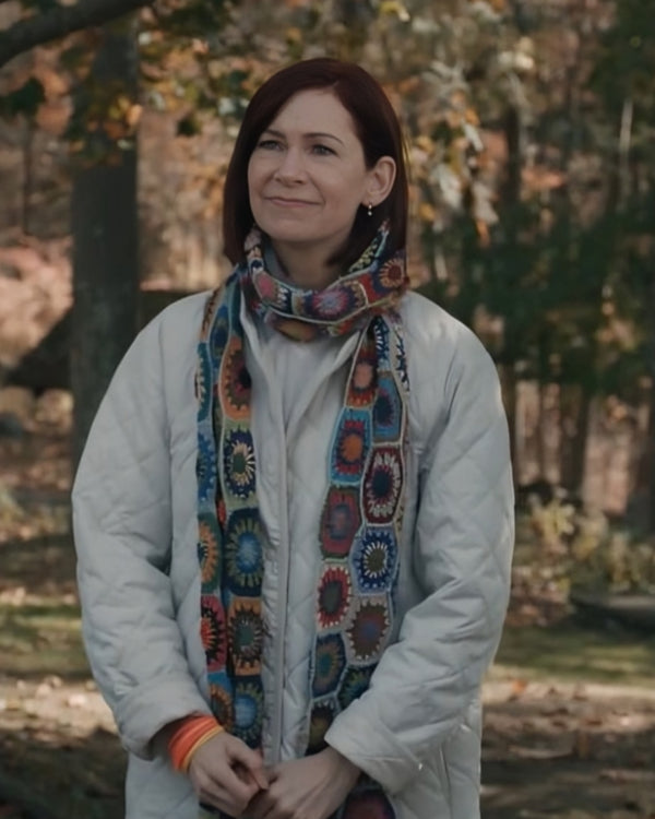 Elsbeth S02 Carrie Preston White Quilted Long Coat Super Star Jacket