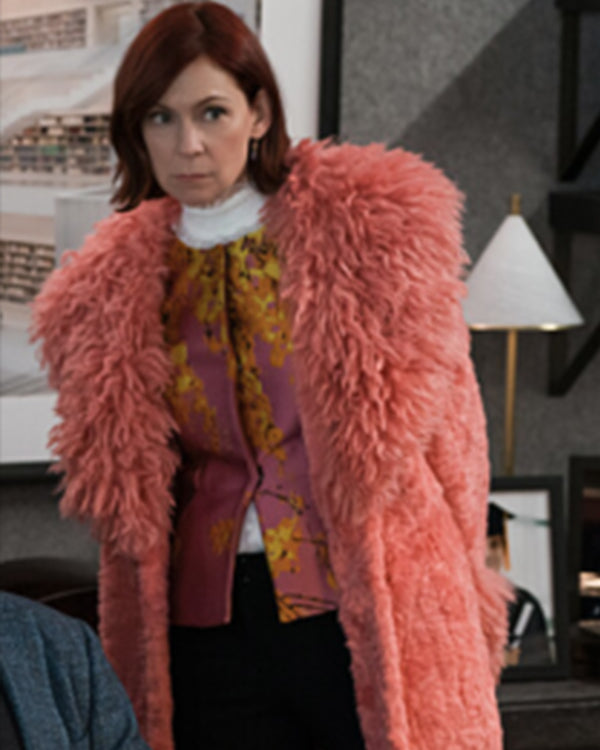Elsbeth S02 Carrie Preston Pink Faux Fur Long Coat Super Star Jacket