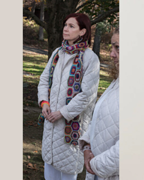 Elsbeth S02 Carrie Preston White Quilted Long Coat Super Star Jacket