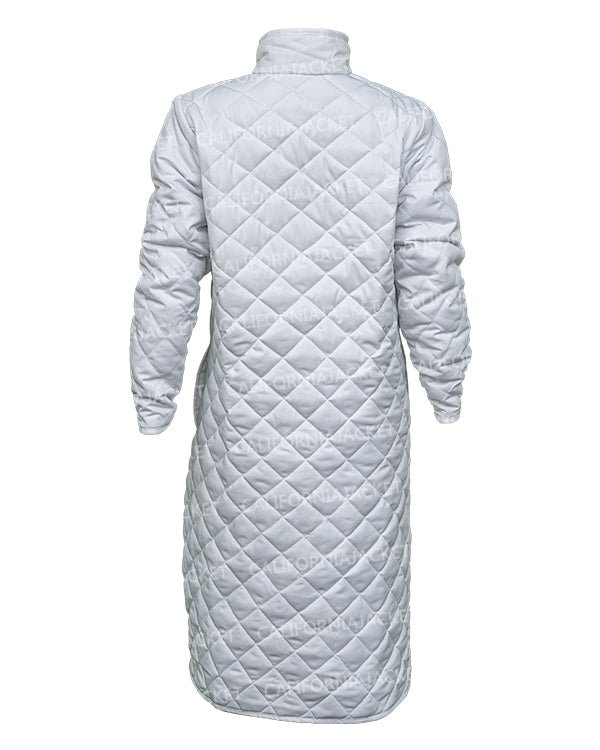 Elsbeth S02 Carrie Preston White Quilted Long Coat Super Star Jacket