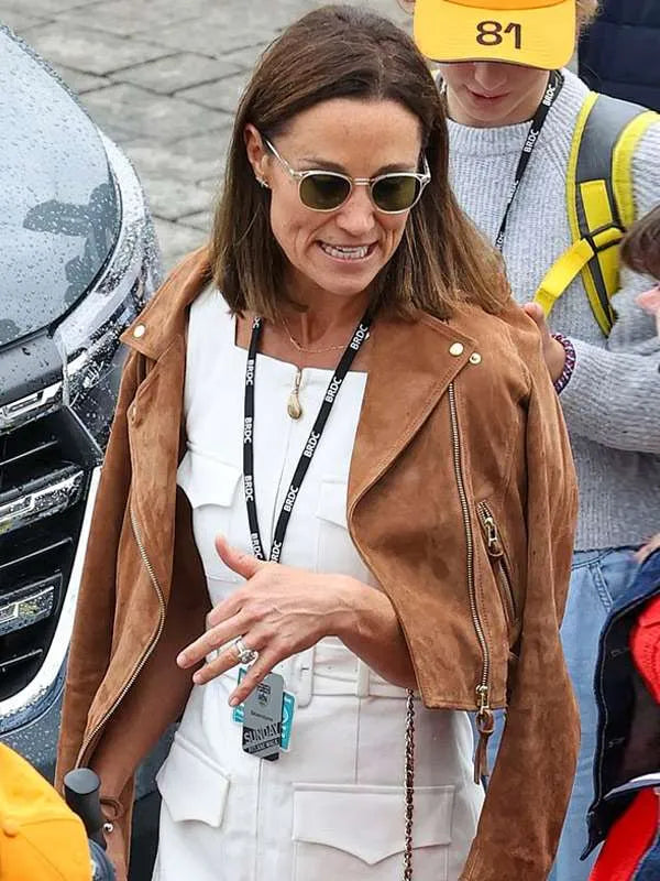 F1 Pippa Middleton Brown Leather Jacket Superstar Jacket