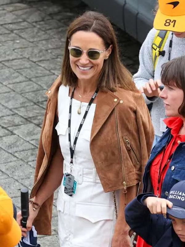 F1 Pippa Middleton Brown Leather Jacket Superstar Jacket
