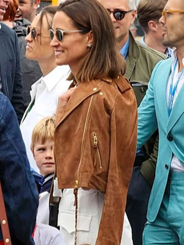 F1 Pippa Middleton Brown Leather Jacket Superstar Jacket