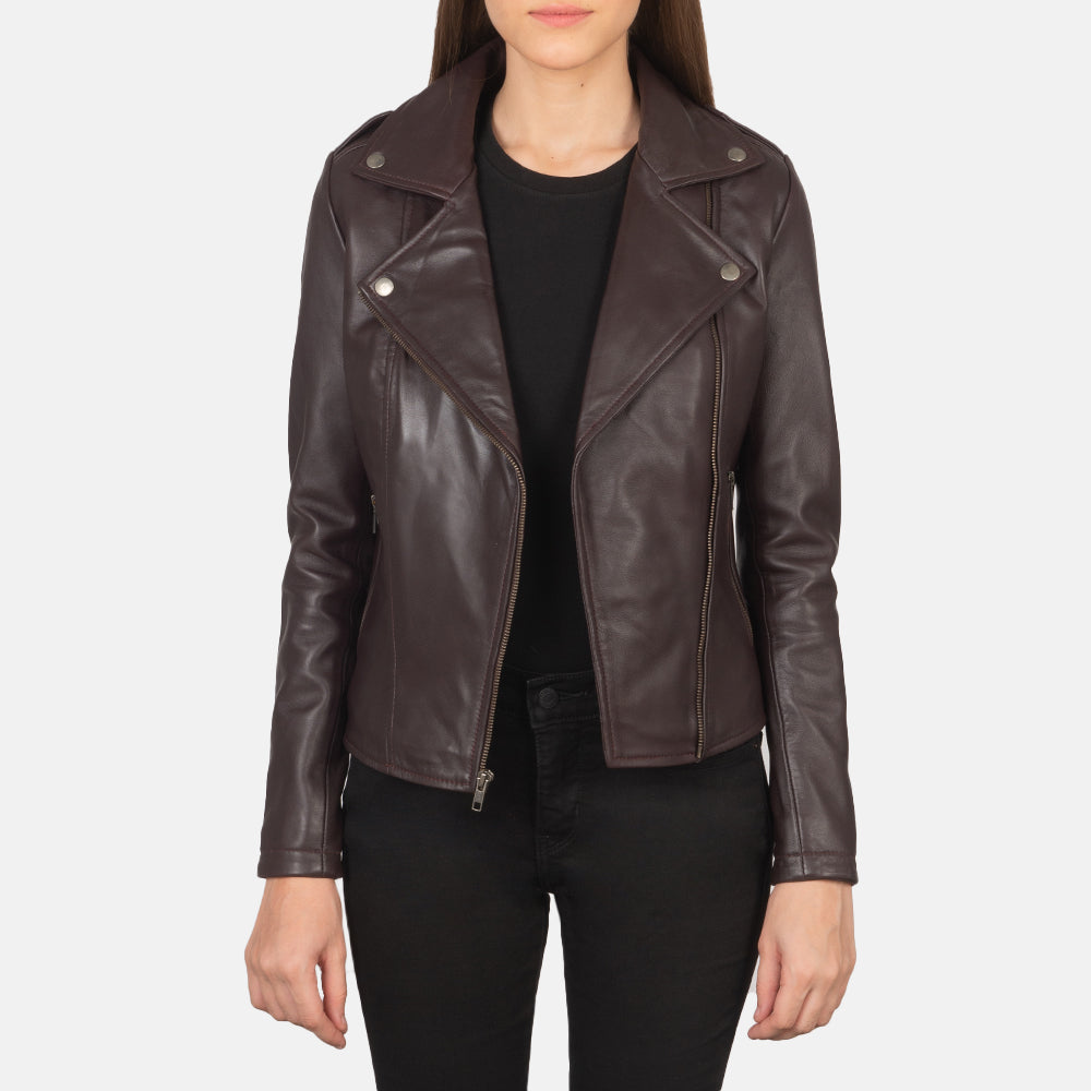 Flashback Maroon Leather Biker Jacket Super Star Jacket