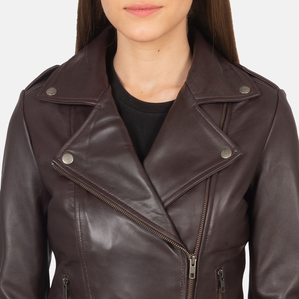 Flashback Maroon Leather Biker Jacket Super Star Jacket