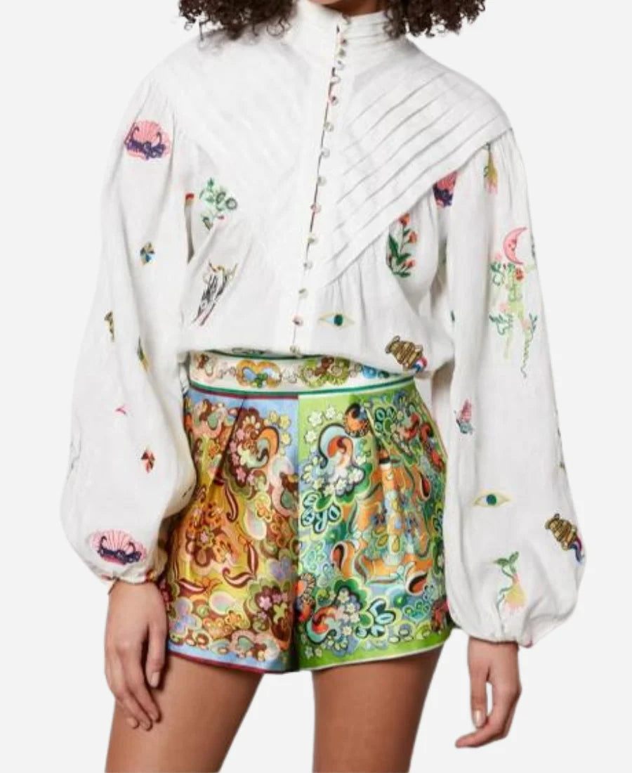 Gizelle Bryant Love Hotel S01 Bryant White Printed Blouse Super Star Jacket