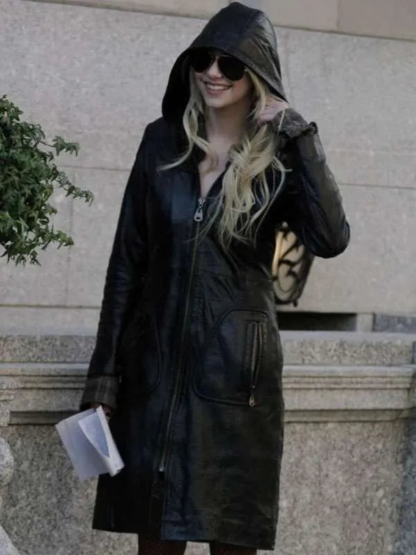 Gossip Girl Jenny Humphrey Black Leather Coat Superstar Jacket