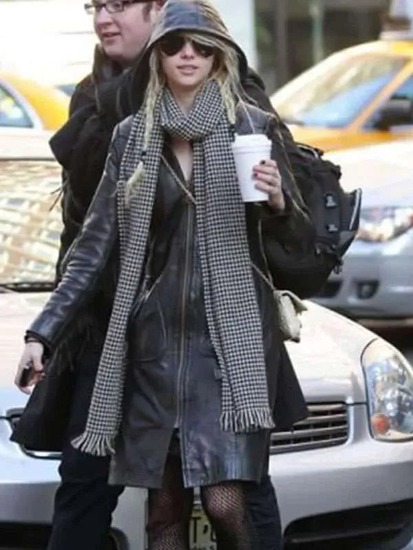 Gossip Girl Jenny Humphrey Black Leather Coat Superstar Jacket