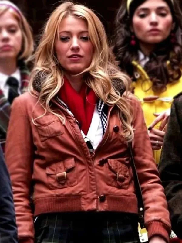 Gossip Girl Serena van der Woodsen Brown Leather Jacket Superstar Jacket