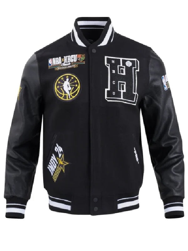 Men’s Pro Standard Black 2024 NBA All-Star Game x HBCU Classic Varsity Jacket Super Star Jacket