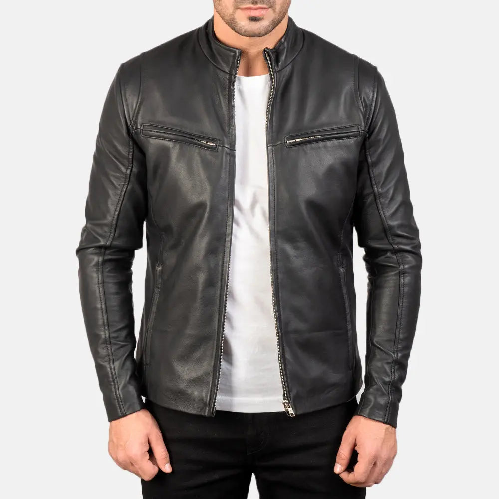 Ionic Black Leather Jacket Super Star Jacket