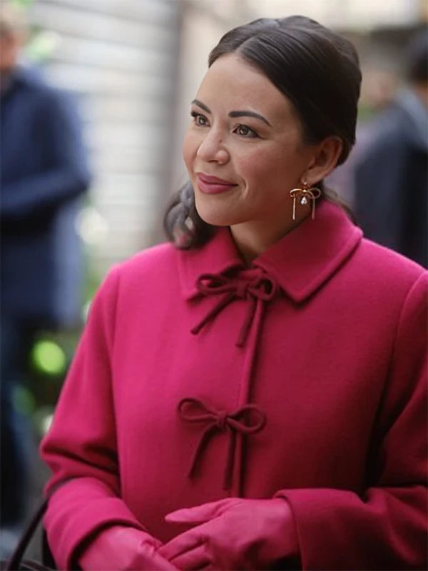 Sugarplummed 2024 Janel Parrish Pink Bow Coat Super Star Jacket