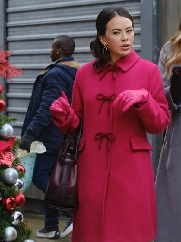 Sugarplummed 2024 Janel Parrish Pink Bow Coat Super Star Jacket