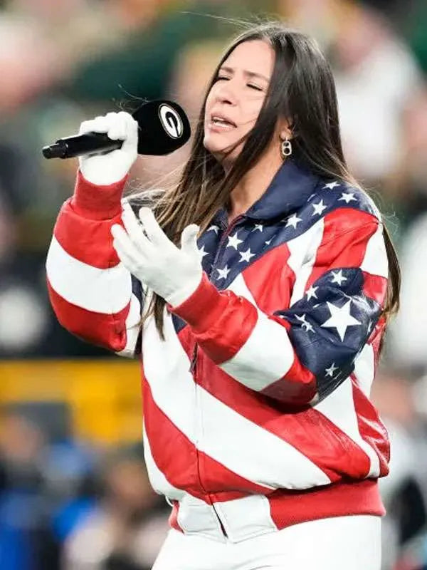 Jessie G US Flag Leather Jacket Super Star Jacket