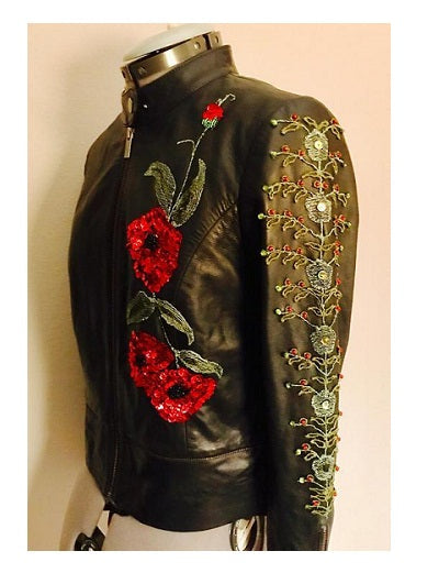 Jimmy Page Poppy Rose Floral Black Jacket Super Star Jacket