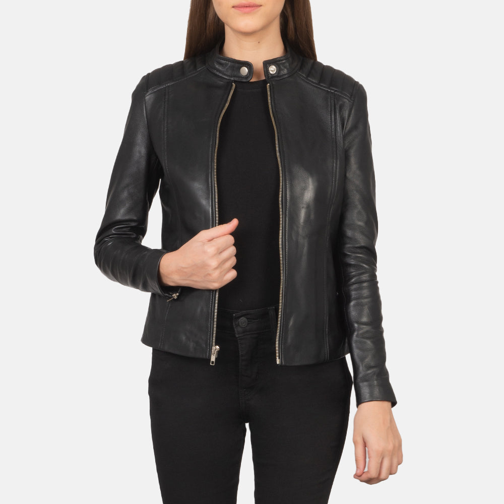 Alison Brown Leather Biker Jacket Super Star Jacket