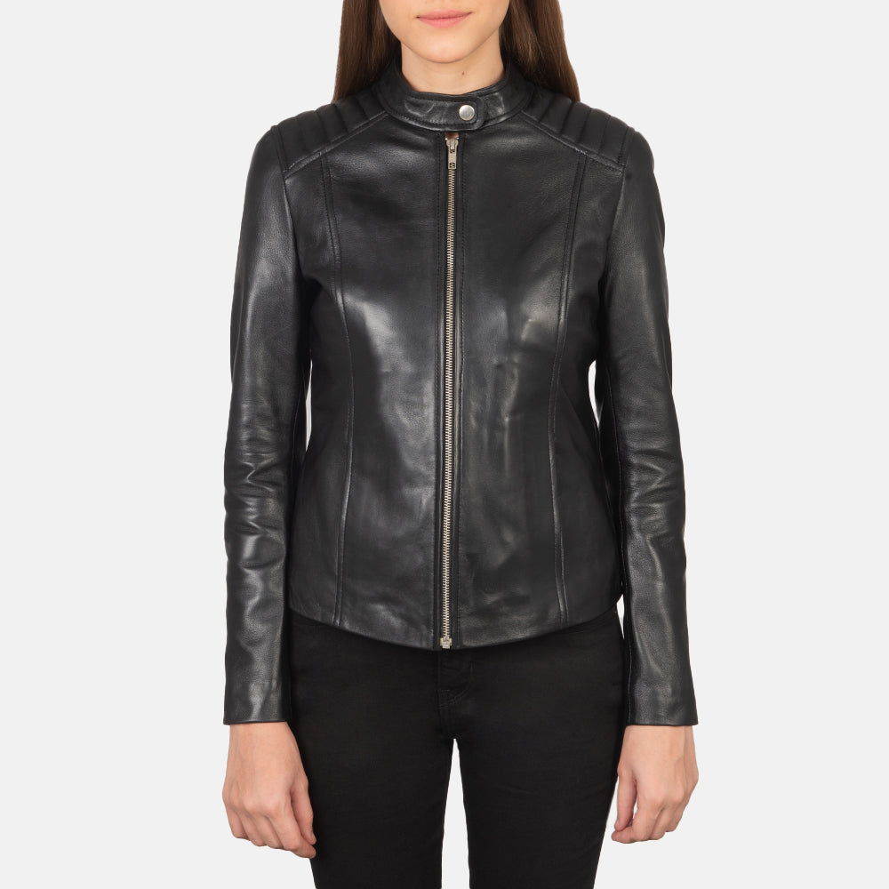 Alison Brown Leather Biker Jacket Super Star Jacket
