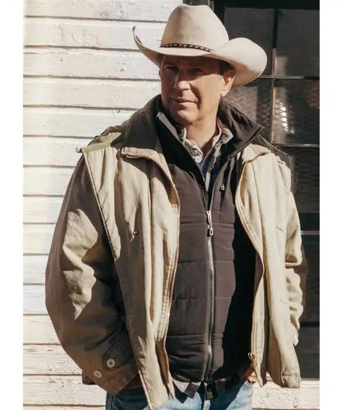 Kevin Costner Yellowstone John Dutton Beige Cotton Jacket Superstar Jacket