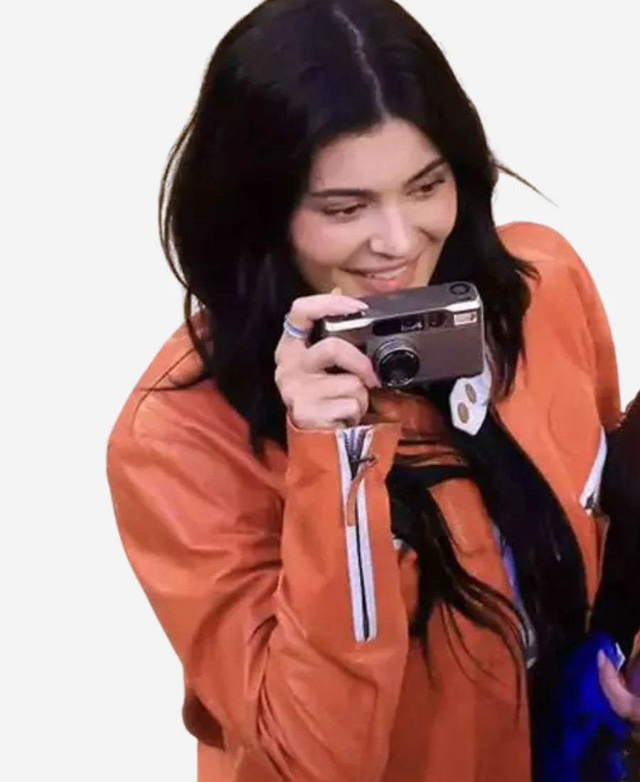Knicks Game 2025 Kylie Jenner Leather Jacket
