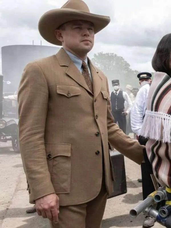 Leonardo DiCaprio Killers of the Flower Moon 2023 Brown Suit Superstar Jacket