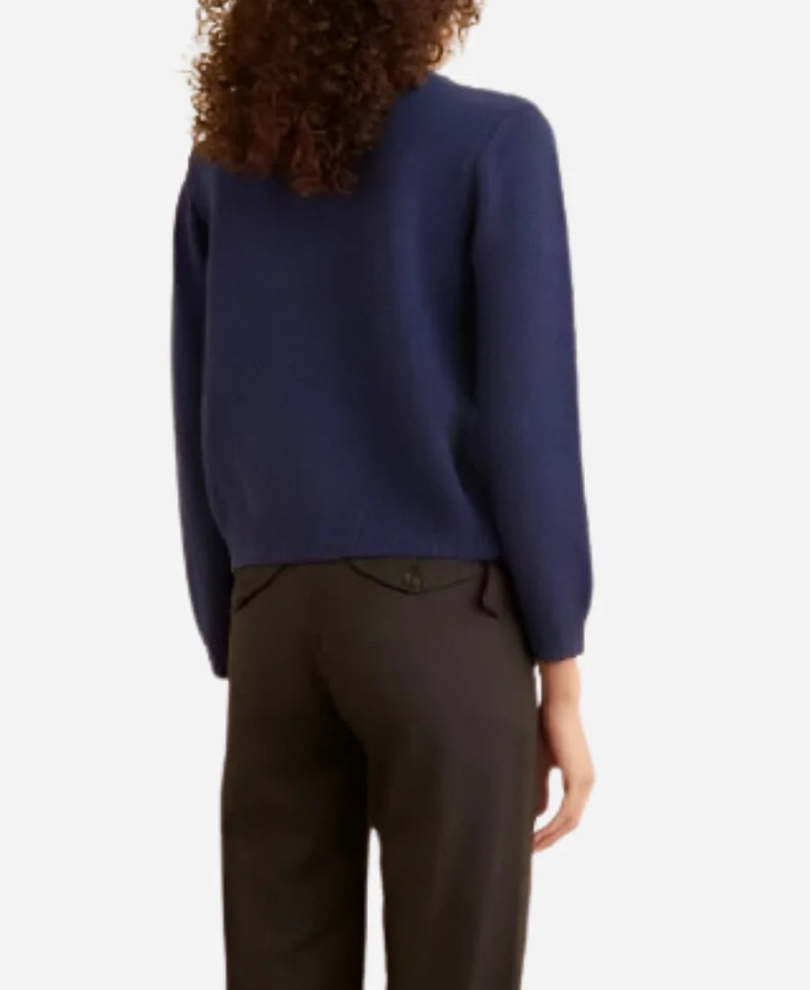 Materialists 2025 Dakota Johnson Blue Argyle Cardigan