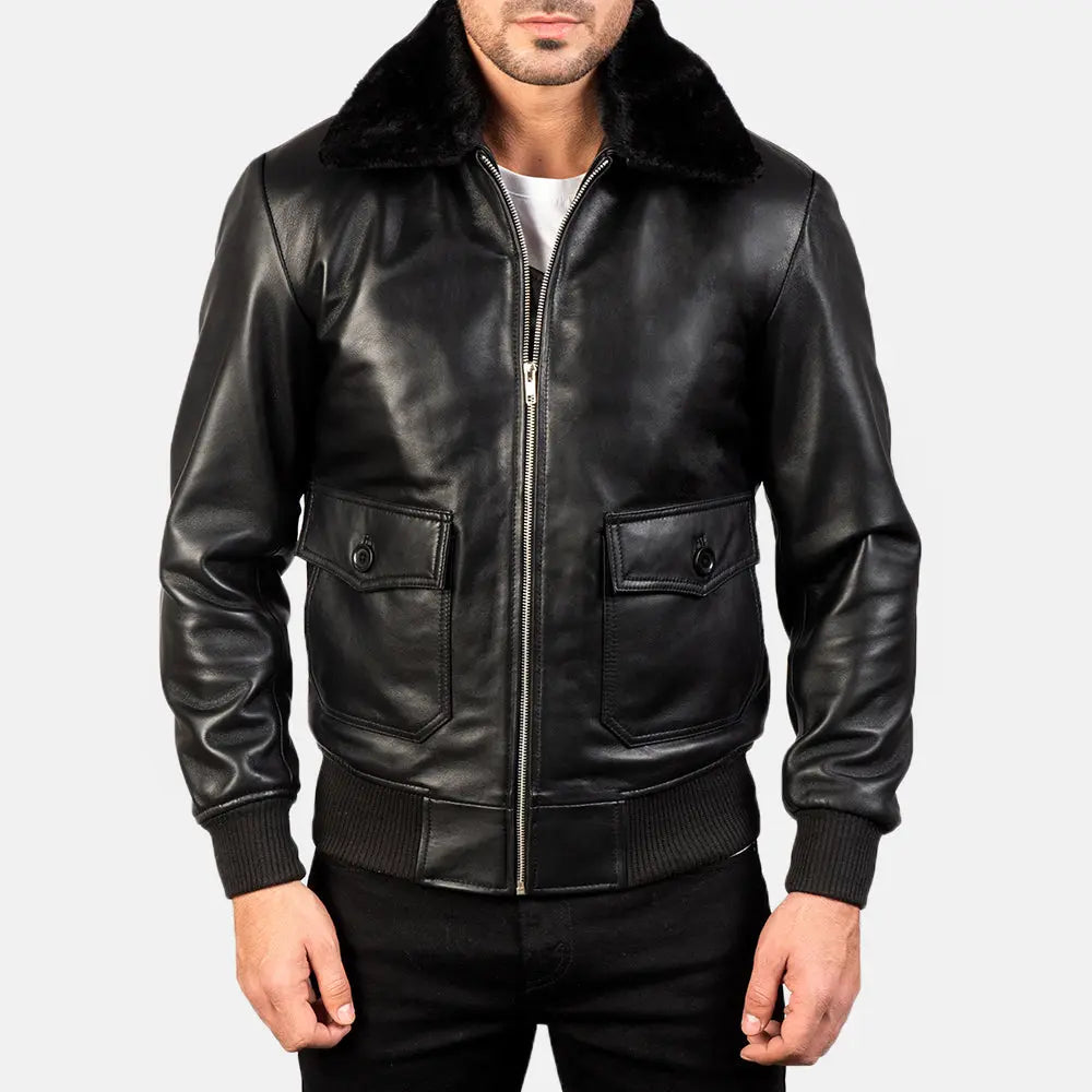 Airin G-1 Black Leather Bomber Jacket Super Star Jacket