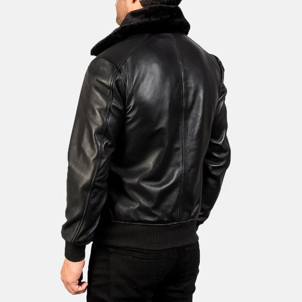 Airin G-1 Black Leather Bomber Jacket Super Star Jacket