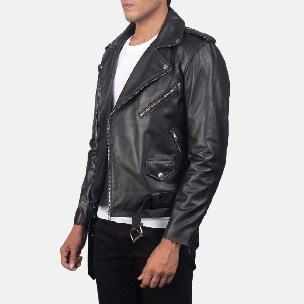 Allaric Alley Black Leather Biker Jacket Super Star Jacket