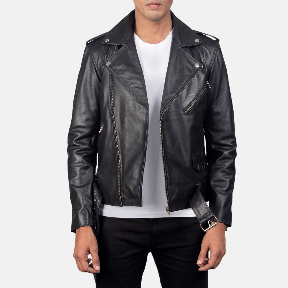 Allaric Alley Black Leather Biker Jacket Super Star Jacket