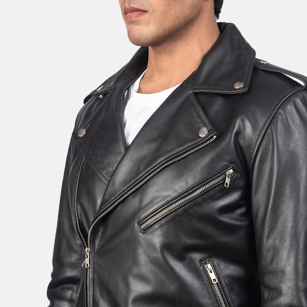 Allaric Alley Black Leather Biker Jacket Super Star Jacket