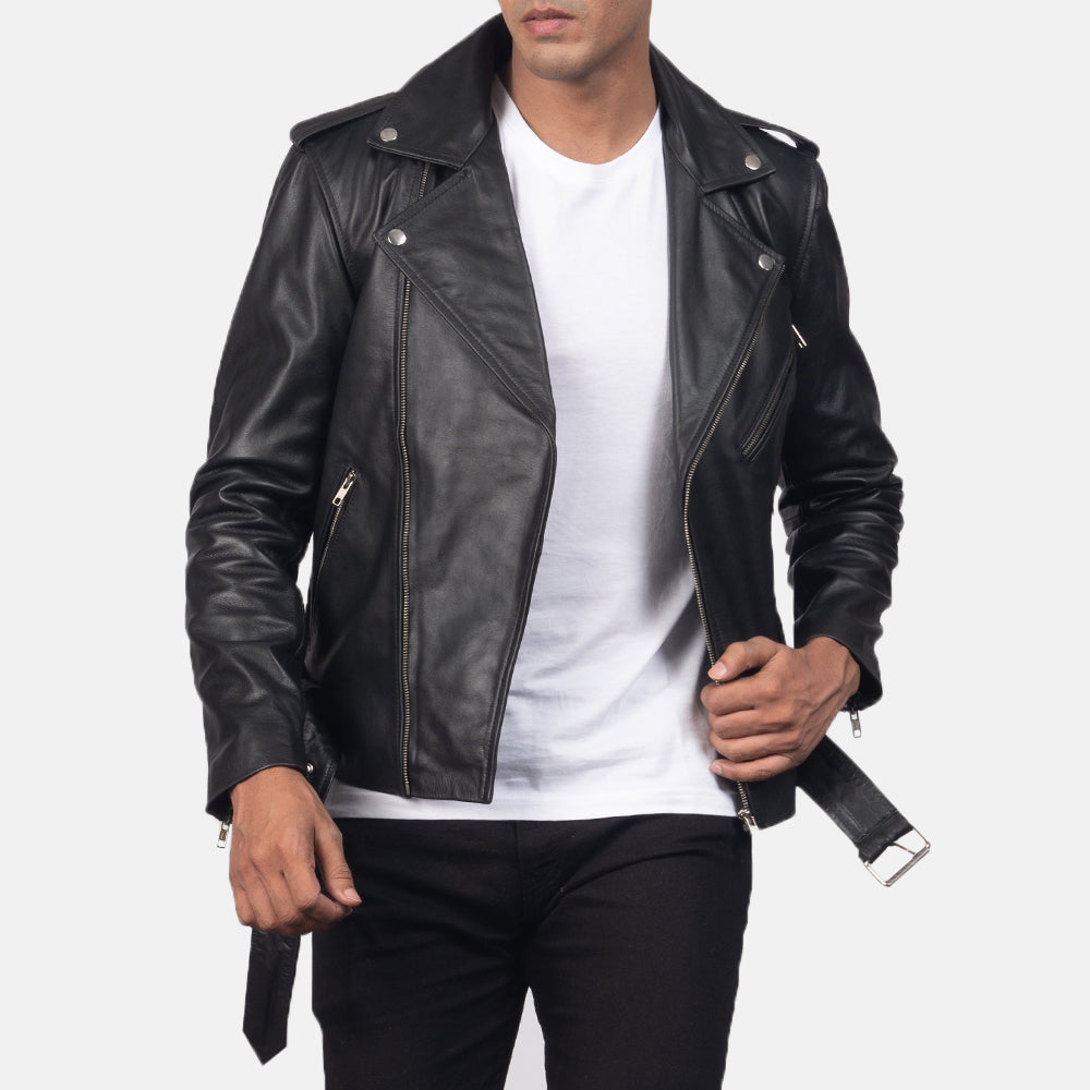 Allaric Alley Black Leather Biker Jacket Super Star Jacket